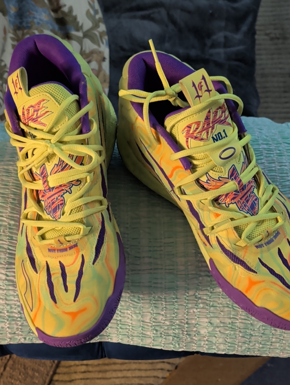 Men's Yellow & Purple Athletic Sneakers - Bold Performance Style